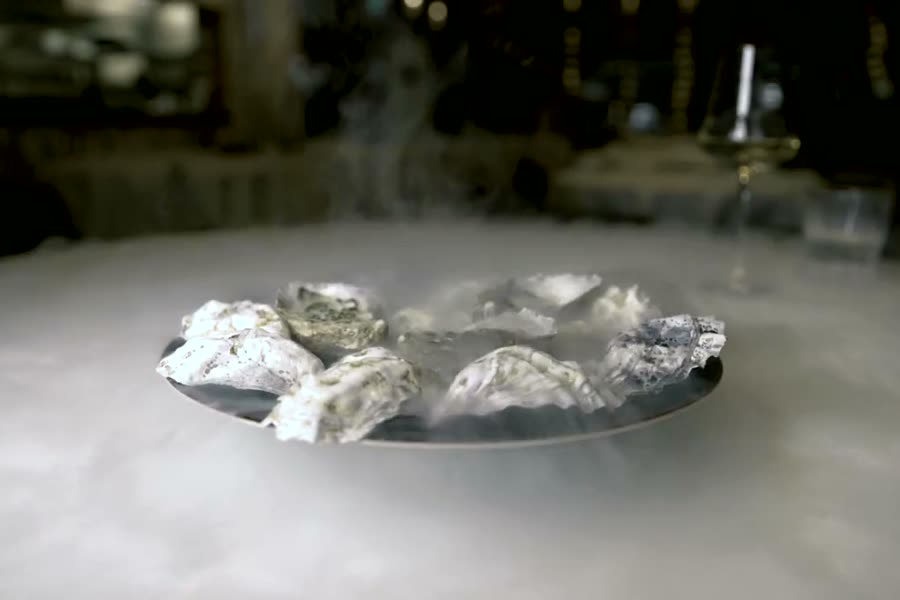 Oysters in mist